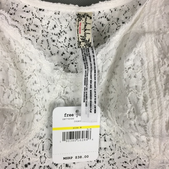 FREE PEOPLE Fleur De Lys Ivory Lace Crop Cami NEW! - Picture 6 of 7